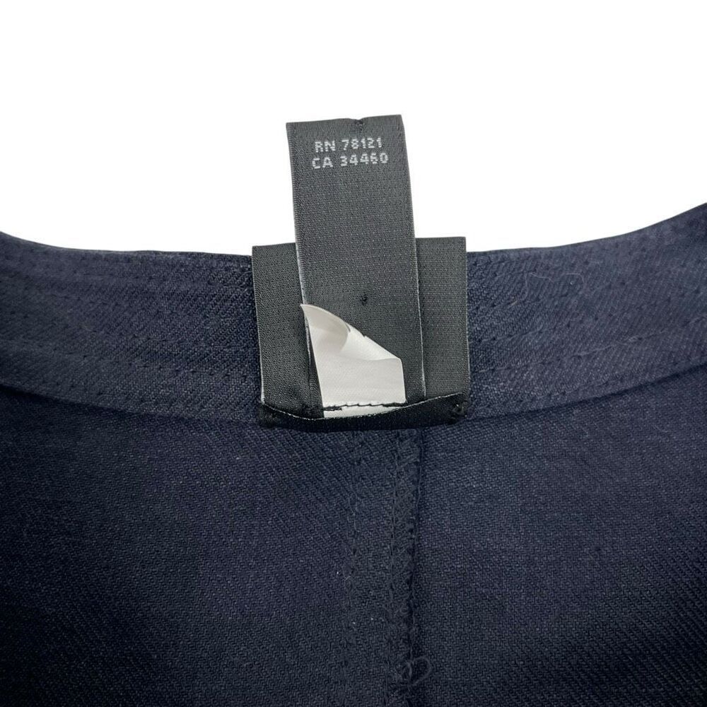 Eileen Fisher Womens Linen Mandarin Collar Button Front Coat Navy Blue Medium - Picture 5 of 15